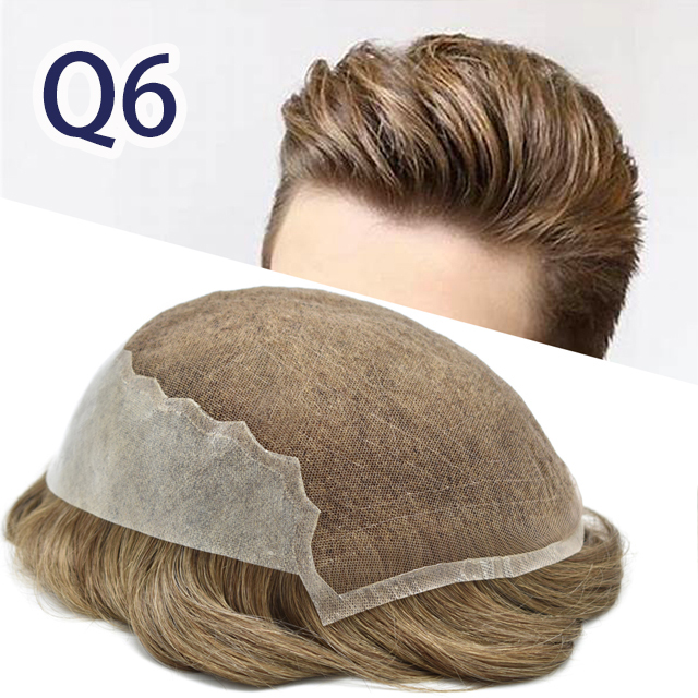 Lyrical Wigs Men Toupee French Lace Front Men's Hair System Toupee Tape-Attached Poly Around Lace Front Hair Natural Invisible Bleached Knot Natural Hairli