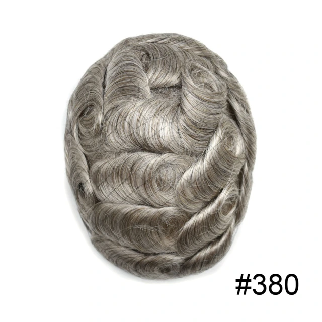 LYRICAL HAIR Toupee For Men French Lace European Human Hair Replacement System Bleached Knots Lace Front Thin Skin Mens Toupee Gray Brown Black Blonde Natural Men Hair Piece