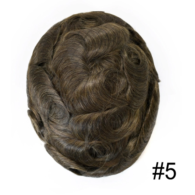LYRICAL HAIR Toupee For Men French Lace European Human Hair Replacement System Bleached Knots Lace Front Thin Skin Mens Toupee Gray Brown Black Blonde Natural Men Hair Piece