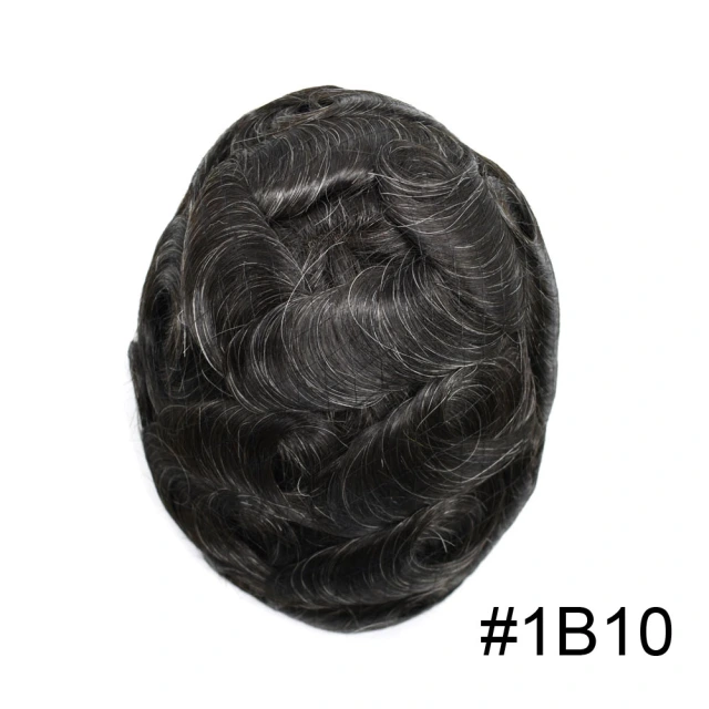 Lyrical Wigs Men's Toupee PAPY-J Injected PU Human Hair System Transparent Skin Full Poly Replacement Hairpiece Wig Durable Hair Unit