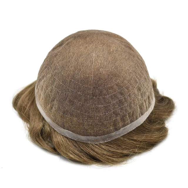 Lyrical Wigs Men's Toupee Full French Lace Mens Hair System Invisible Swiss Lace Bleached Knot Lace Front Men's Toupee with Natural Hairline 100% Human Hair