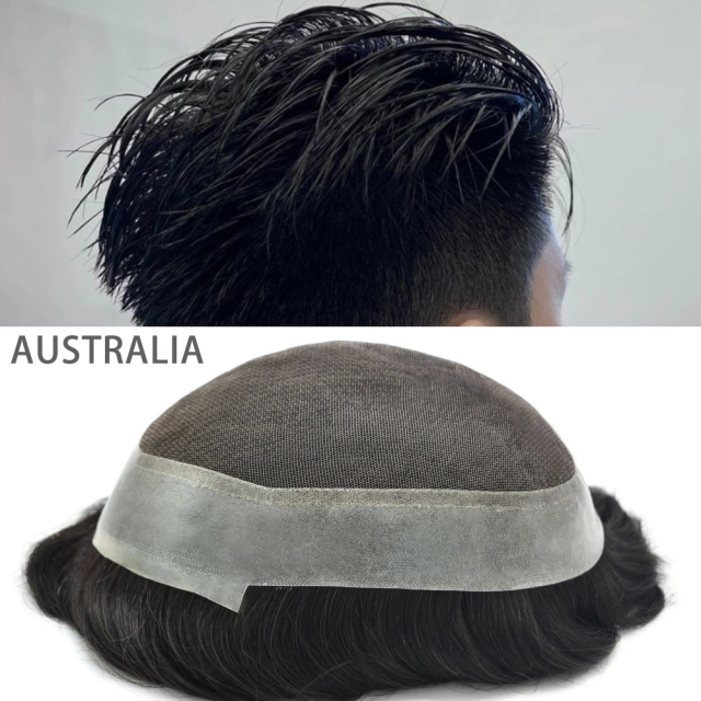 Lyrical Wigs Men Toupee AUSTRALIA French Lace Mens Hairpieces Toupee Easy Tape Attached Poly Skin Around Men Hair Systems Realistic Human Hair Pieces For Men