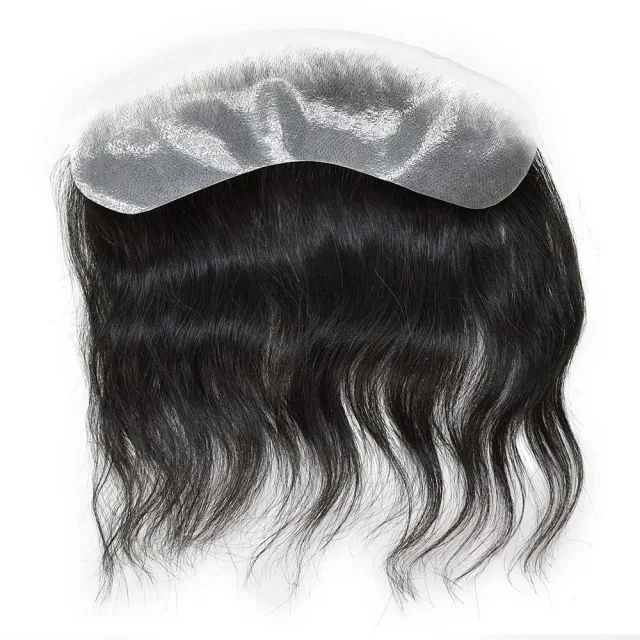 Lyrical Wigs Men Hairpieces V-Shape PU Base 18CM x 4CM Thin Skin Frontal V-loop Natural Hairline Hair System For Receding Hairline Front Hair Unit