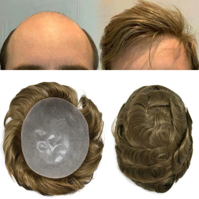 Lyrical Wigs Men Toupee PAPY 0.12mm Thickness Skin Hair Systems Split Knotted Thin Skin Men's Toupee Comfortable and Durable Cut-Away Men's Hairpieces From USA