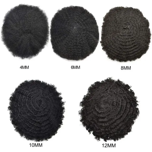 Lyrical Wigs Men Toupee Q6 Afro Curly Toupee for Men Bleached Knots Swiss Lace Front Human Hair Systems Natural Hairline For Black African American Hairpieces For Black Men