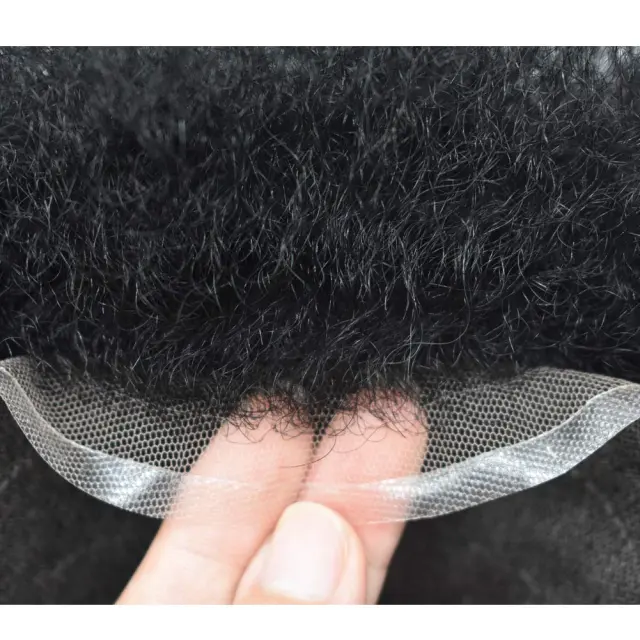 Lyrical Wigs Men Toupee Q6 Afro Curly Toupee for Men Bleached Knots Swiss Lace Front Human Hair Systems Natural Hairline For Black African American Hairpieces For Black Men