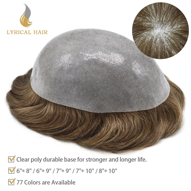 Lyrical Wigs Men Toupee PAPY 0.12mm Thickness Skin Hair Systems Split Knotted Thin Skin Men's Toupee Comfortable and Durable Cut-Away Men's Hairpieces From USA