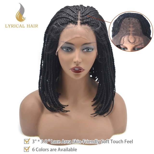 LyricalWigs Hand Braided Wig For Black Women Swiss Lace Front Mirco Twist Cornrow Lace Braids Wig With Baby Hair Natural Hairline Premium Quality Kanekalon Synthetic Afro Box Braid Wig