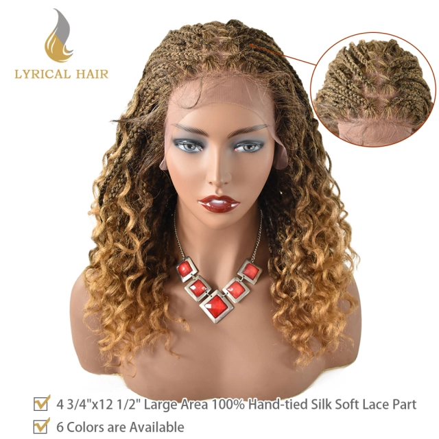 LyricalWigs Braids Wigs for Black Women Goddess Curly Braids Faux Locs Crochet Twisted Braided Wig Synthetic Hair Twist Braid Wig With Baby Hair