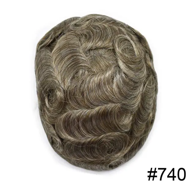 Lyrical Wigs Men's Toupee PAPY-J Injected PU Human Hair System Transparent Skin Full Poly Replacement Hairpiece Wig Durable Hair Unit