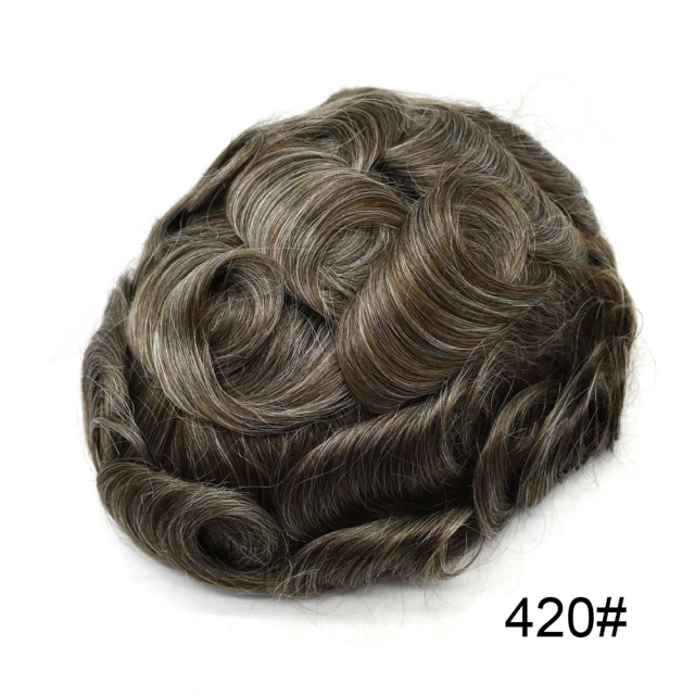Lyrical Wigs Men's Toupee PAPY-J Injected PU Human Hair System Transparent Skin Full Poly Replacement Hairpiece Wig Durable Hair Unit