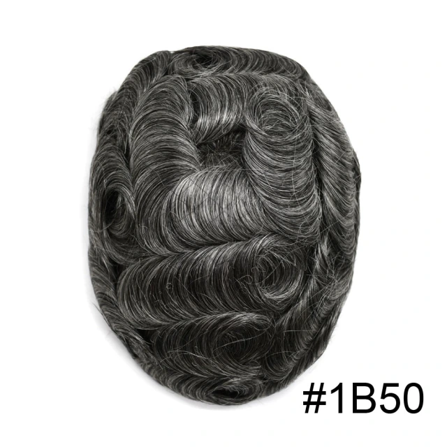 Lyrical Wigs Men's Toupee PAPY-J Injected PU Human Hair System Transparent Skin Full Poly Replacement Hairpiece Wig Durable Hair Unit