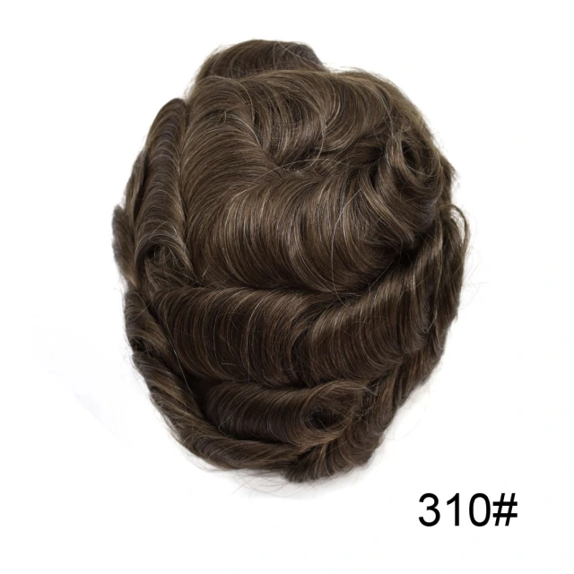 Lyrical Wigs Men's Toupee PAPY-J Injected PU Human Hair System Transparent Skin Full Poly Replacement Hairpiece Wig Durable Hair Unit