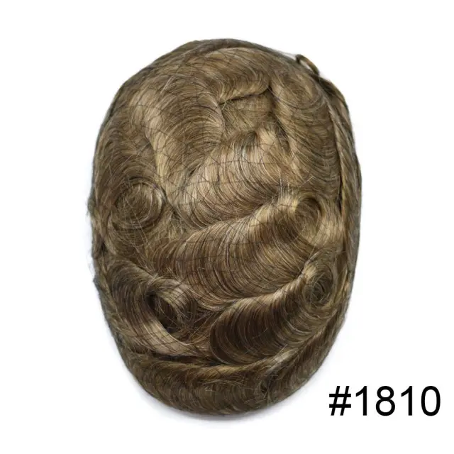 Lyrical Wigs Men's Toupee Hairpiece 0.06mm Transparent Thin Skin Invisible V-Looped Mens Hair System Replacement Non Surgical Human Hair Piece Unit Wig for Men
