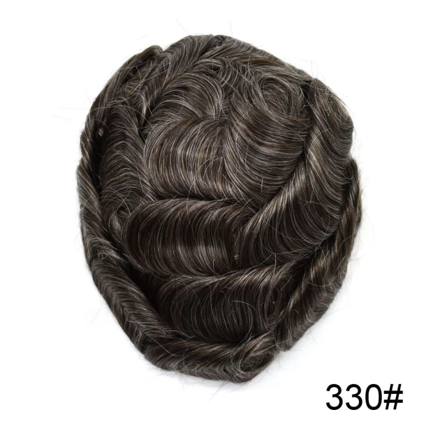 Lyrical Wigs Men's Toupee Hairpiece 0.06mm Transparent Thin Skin Invisible V-Looped Mens Hair System Replacement Non Surgical Human Hair Piece Unit Wig for Men