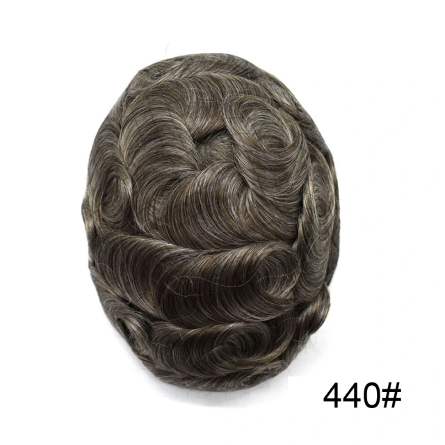 Lyrical Wigs Men's Toupee Hairpiece 0.06mm Transparent Thin Skin Invisible V-Looped Mens Hair System Replacement Non Surgical Human Hair Piece Unit Wig for Men