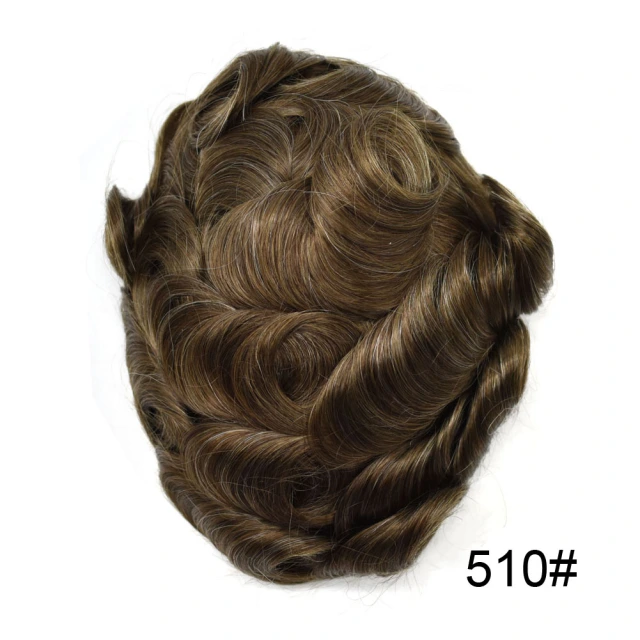 Lyrical Wigs Men's Toupee Hairpiece 0.06mm Transparent Thin Skin Invisible V-Looped Mens Hair System Replacement Non Surgical Human Hair Piece Unit Wig for Men
