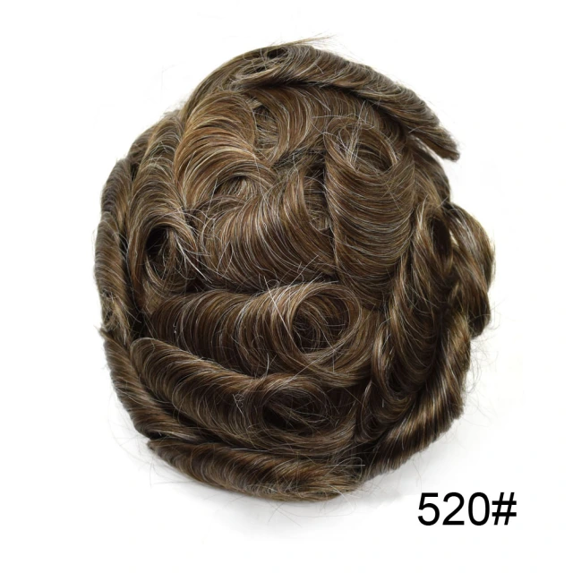 Lyrical Wigs Men's Toupee Hairpiece 0.06mm Transparent Thin Skin Invisible V-Looped Mens Hair System Replacement Non Surgical Human Hair Piece Unit Wig for Men