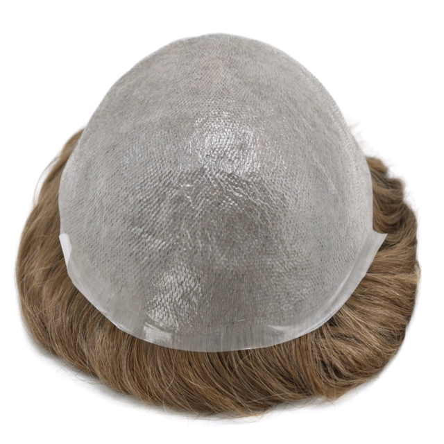 Lyrical Wigs Men's Toupee Hairpiece 0.06mm Transparent Thin Skin Invisible V-Looped Mens Hair System Replacement Non Surgical Human Hair Piece Unit Wig for Men