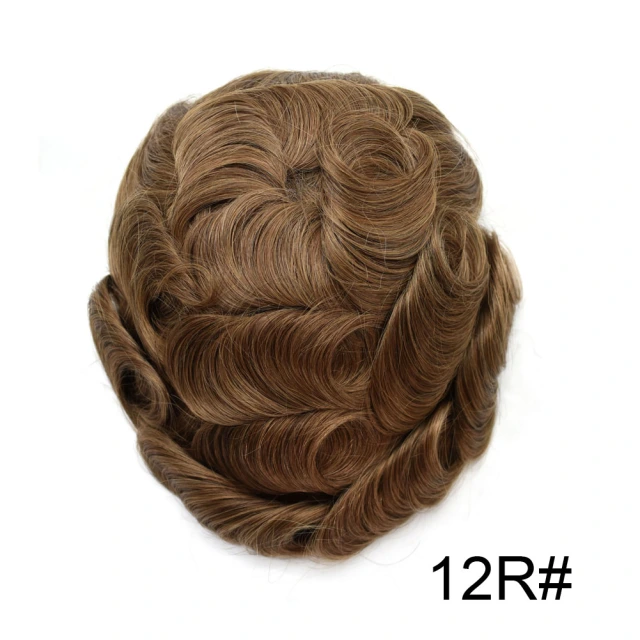 Lyrical Wigs Men's Toupee Hairpiece 0.06mm Transparent Thin Skin Invisible V-Looped Mens Hair System Replacement Non Surgical Human Hair Piece Unit Wig for Men