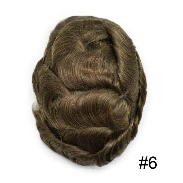 Lyrical Wigs Men's Toupee Hairpiece 0.06mm Transparent Thin Skin Invisible V-Looped Mens Hair System Replacement Non Surgical Human Hair Piece Unit Wig for Men