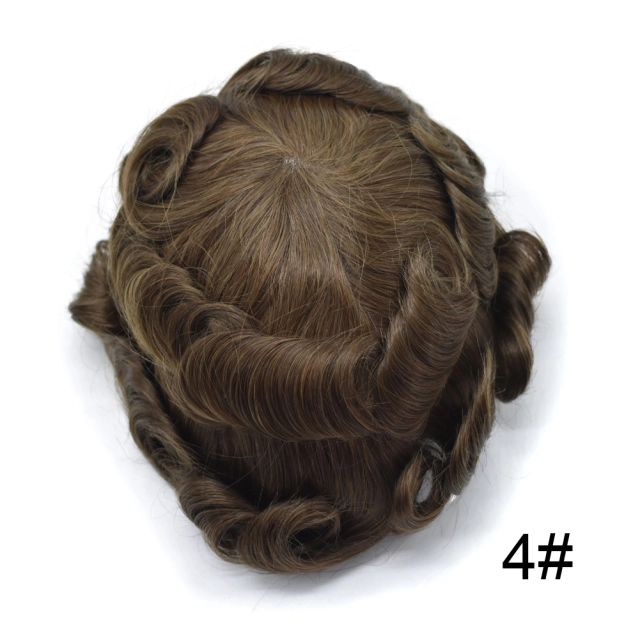 Lyrical Wigs Men's Toupee Hairpiece 0.06mm Transparent Thin Skin Invisible V-Looped Mens Hair System Replacement Non Surgical Human Hair Piece Unit Wig for Men