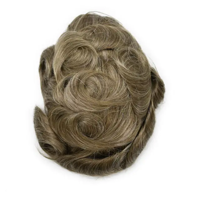 Lyrical Wigs Men's Toupee Hairpiece 0.06mm Transparent Thin Skin Invisible V-Looped Mens Hair System Replacement Non Surgical Human Hair Piece Unit Wig for Men