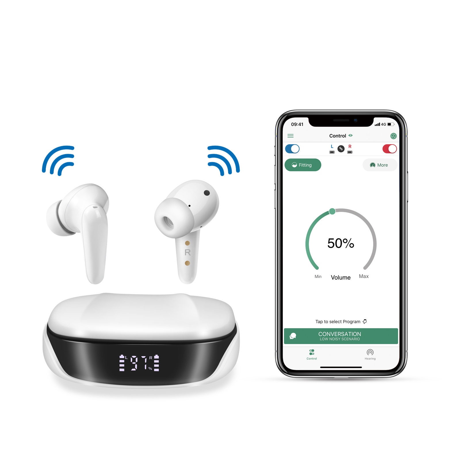 Bluetooth 2-in-1 Hearing &Music Hearbuds -Poco X403