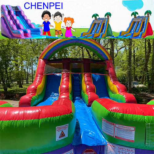 Double lanes commercial inflatable dry slides inflatable slide for kids