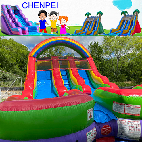 Double lanes commercial inflatable dry slides inflatable slide for kids