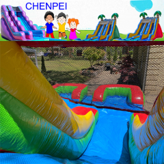 Double lanes commercial inflatable dry slides inflatable slide for kids