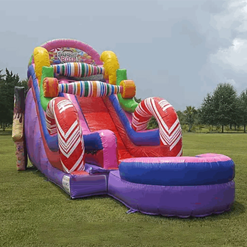 Candy 18ft commercial inflatable slide dry slide with decal inflatable slide for kids