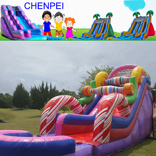 Candy 18ft commercial inflatable slide dry slide with decal inflatable slide for kids