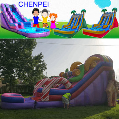 Candy 18ft commercial inflatable slide dry slide with decal inflatable slide for kids