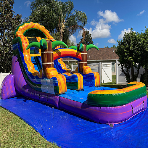 kids on water slide