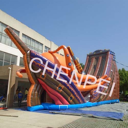 Giant Octopus inflatable dry slide inflatable slide for sale blue inflatable dry slide