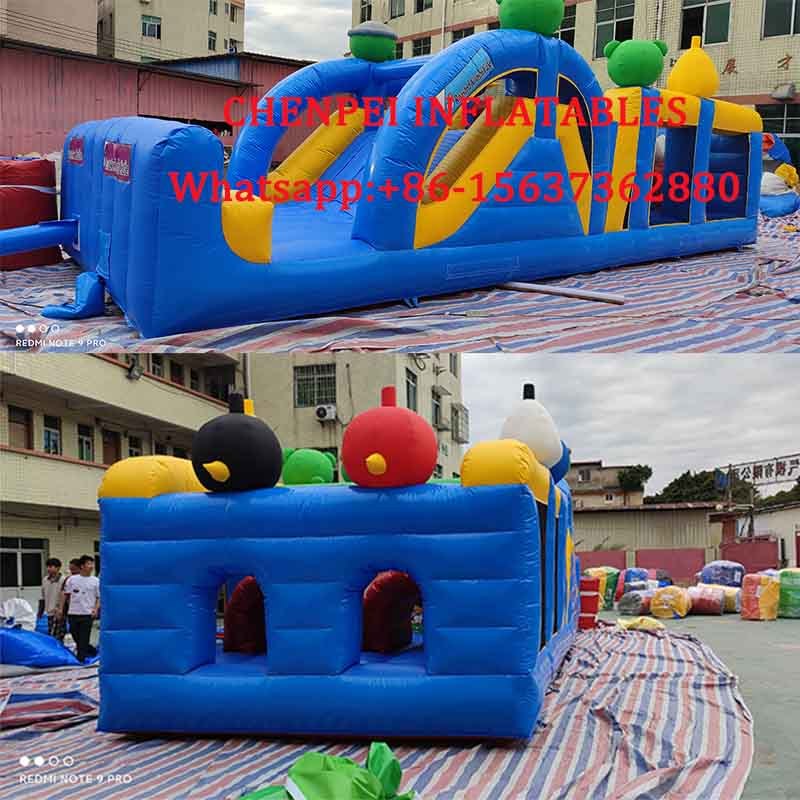 Angry birds inflatable obstacle course commercial bounce house bouncy castle