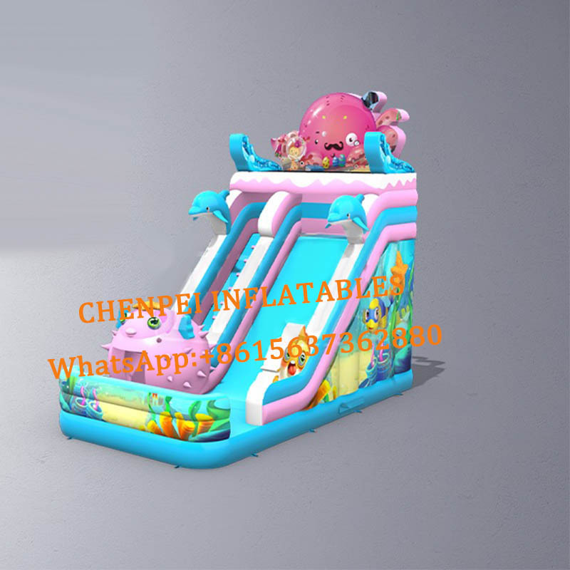 Sea series inflatable slide for sale inflatable dry slide wholesale decal inflatable slide