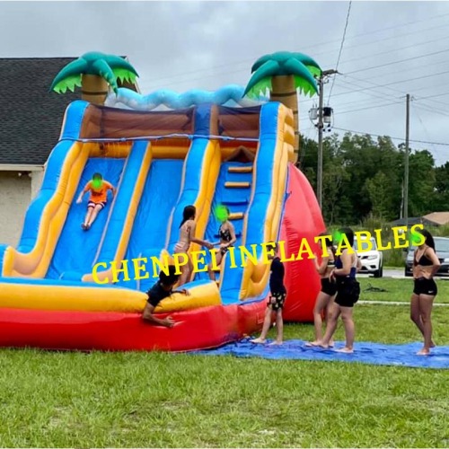 Sale palm tree water slide dual slides commercial inflatable water slides for sale