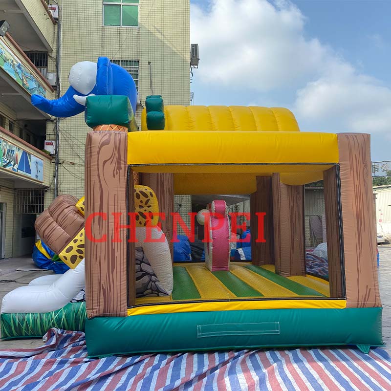 Safari bouncy castle with slide combo jumping castle for sale