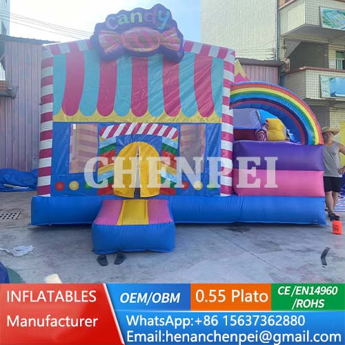 Candy jumping castle with slide commercial bouncy castle buy