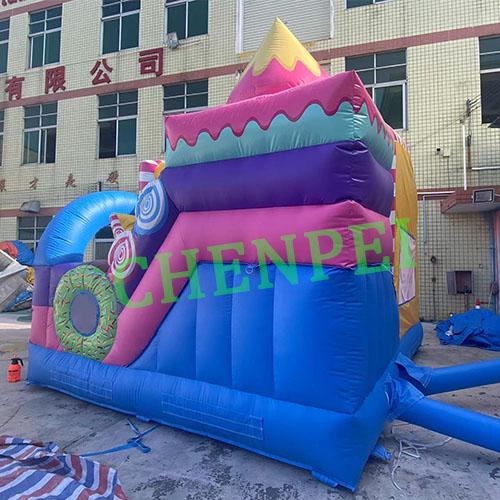 Candy jumping castle with slide commercial bouncy castle buy