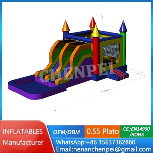 Dual lanes water bouncy castle for sale