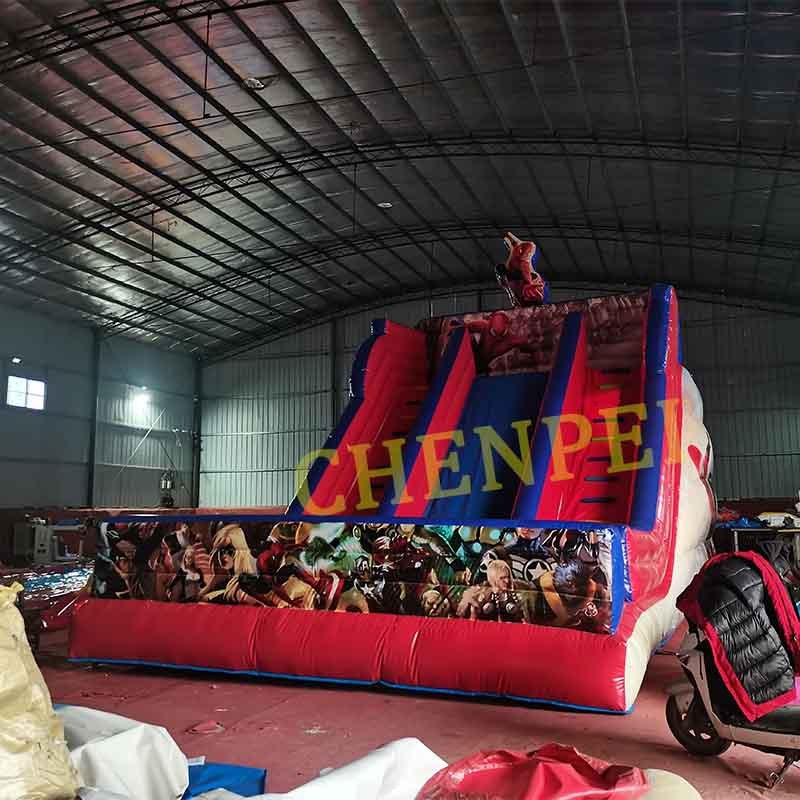 Double lanes Spiderman inflatable slide for sale