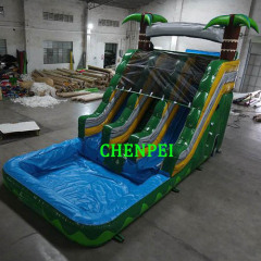 Green palm tree water slide for sale inflatable slide supplier