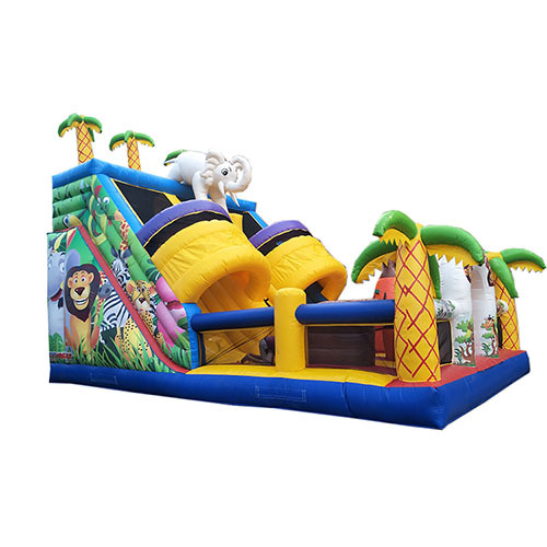 Jungle bouncy castle with big slide combo