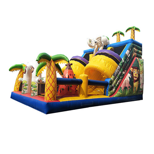 Jungle bouncy castle with big slide combo
