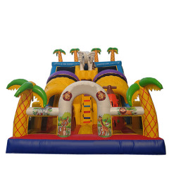Jungle bouncy castle with big slide combo