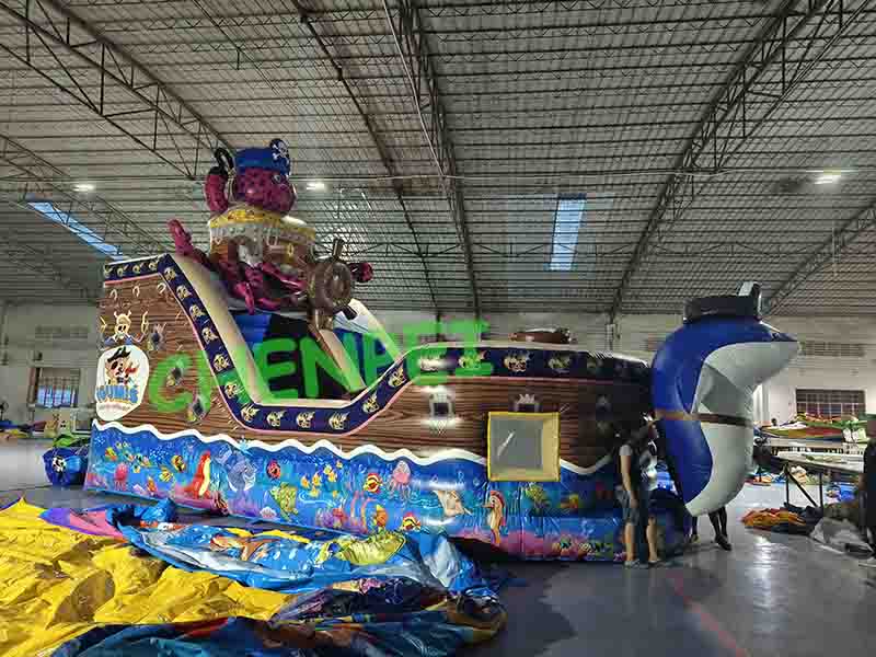 Octopus and pirate shjp inflatable slide for sale