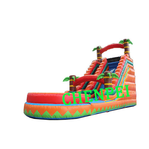 Orange palm tree inflatable water slide for sale